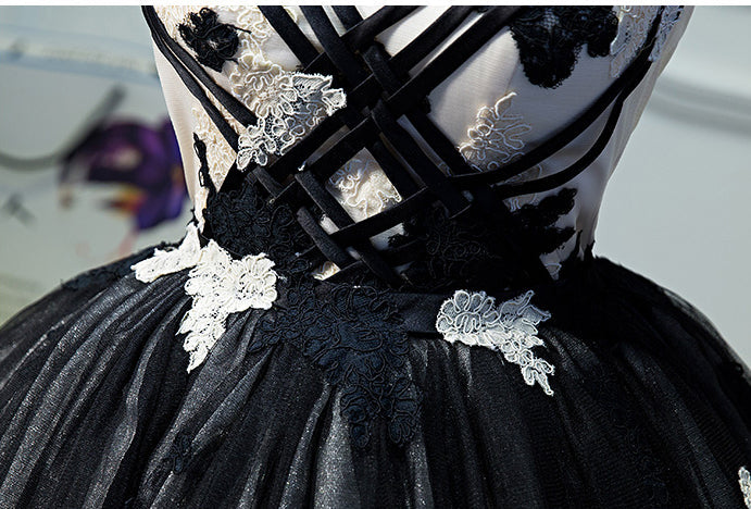 TeresaCollections - Black Spaghetti Straps Wedding Dress